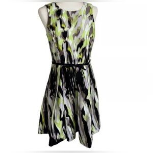Taylor Green and Black Abstract Mini Dress